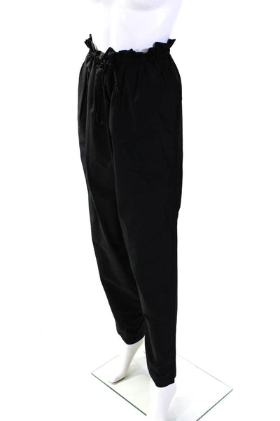 BCBGMAXAZRIA Womens High Rise Drawstring Straight Leg Pants Black Size Medium