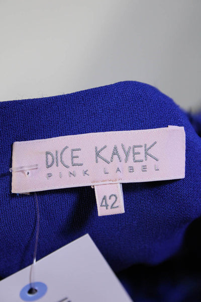 Dice Kayek Womens Blue Beaded Detail Crew Neck 3/4 Sleeve Shift Dress Size 42