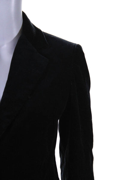 Tahari Womens Black Velour Cotton One Button Long Sleeve Blazer Jacket Size 4