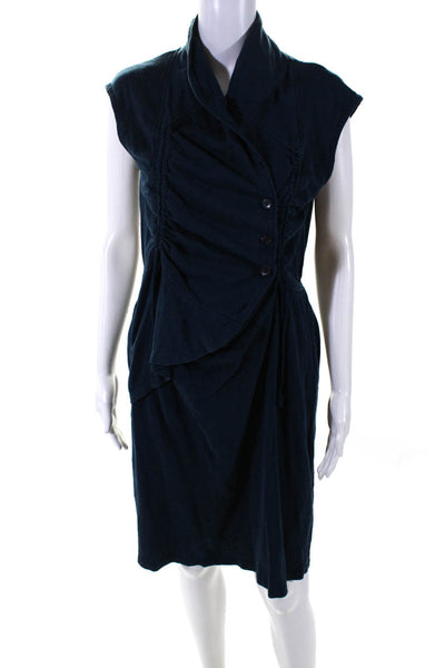 Prairie Underground Womens Dark Blue Cotton Drape Sleeveless Bodycon Dress SizeM