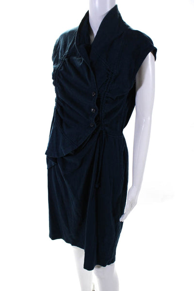 Prairie Underground Womens Dark Blue Cotton Drape Sleeveless Bodycon Dress SizeM