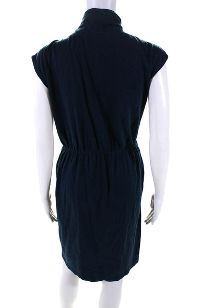 Prairie Underground Womens Dark Blue Cotton Drape Sleeveless Bodycon Dress SizeM