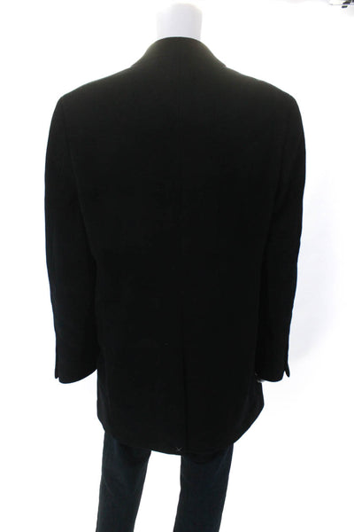 Calvin Klein Mens Wool Button Long Sleeve Collared Blazer Coat Black Size EUR46