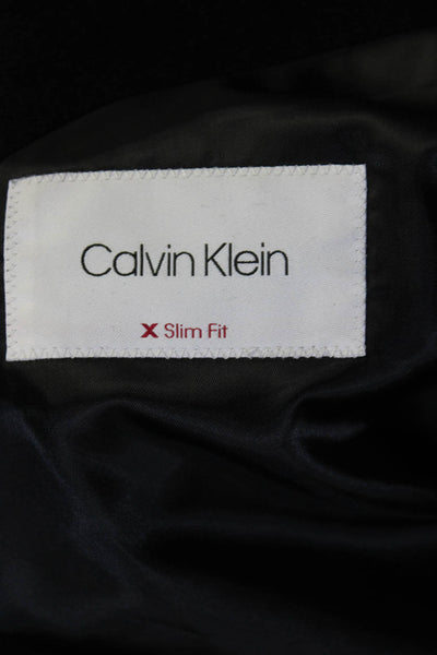 Calvin Klein Mens Wool Button Long Sleeve Collared Blazer Coat Black Size EUR46