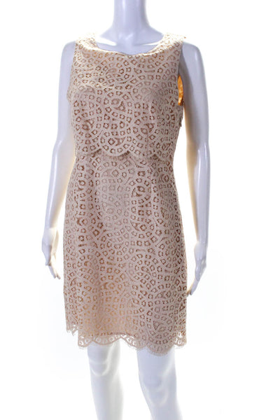 J Crew Womens Cotton Lace Scalloped Overlay Knee Length Dress Pink Size 4