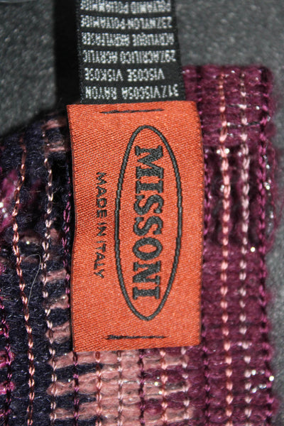 Missoni Orange Label Womens Woven Fringe Trim Scarf Purple Multi Colored