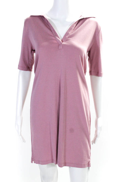 J Crew Womens Short Sleeves Perfect Fit Polo Dress Pink Cotton Size Small