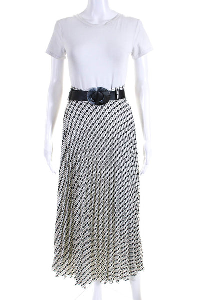 Zara Womens Geometric Print Belted Zip Up Maxi Skirt White Size XS Lot 2