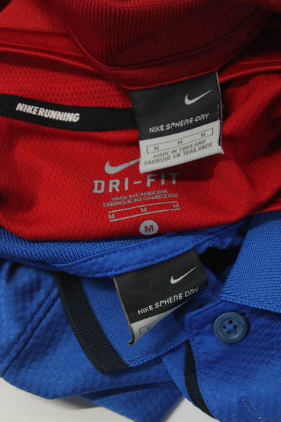 Nike Men's Collared Short Sleeves Jersey T-Shirt Blue Red Size M Lot 3