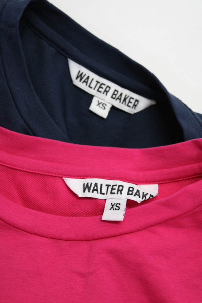 Walter Baker Womens Cotton Ruched Short Long Sleeve Tops Pink Size XS Lot 2