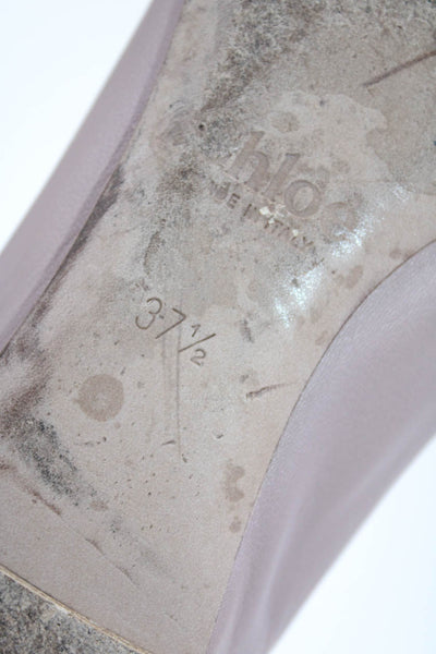 Chloe Womens Leather Scalloped Edge Slip On Ballet Flats Mauve Size 37.5 7.5