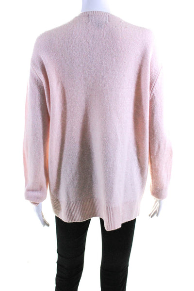 Something Navy Womens Pink Cashmere Crew Neck Long Sleeve Sweater Top Size M