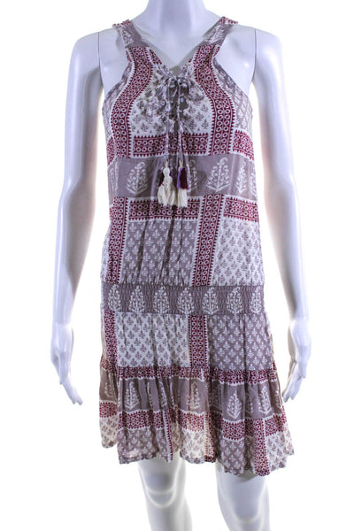 Coolchange Womens Pink Printed Lace Up Sleeveless Drop Waist Dress Size XS