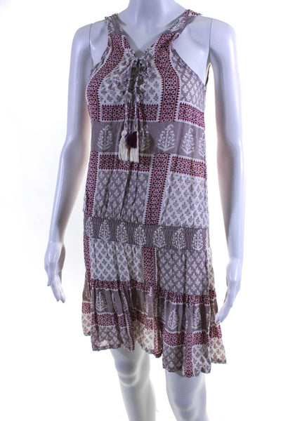 Coolchange Womens Pink Printed Lace Up Sleeveless Drop Waist Dress Size XS