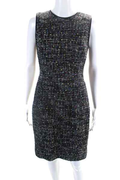 Jason Wu Womens Patent Leather Trim Tweed Sleeveless Sheath Dress Black Size 4