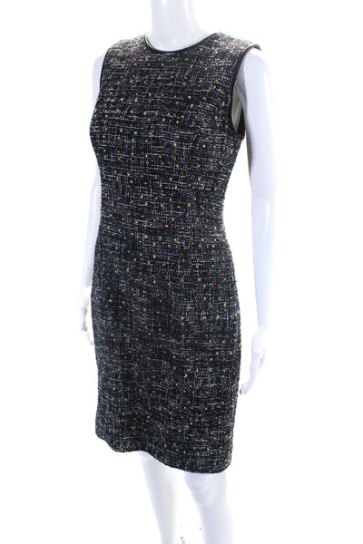 Jason Wu Womens Patent Leather Trim Tweed Sleeveless Sheath Dress Black Size 4