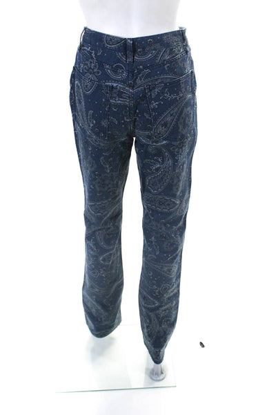 Weworewhat Womens Paisley Printed Denim Straight Leg Jeans Pants Blue Size 26