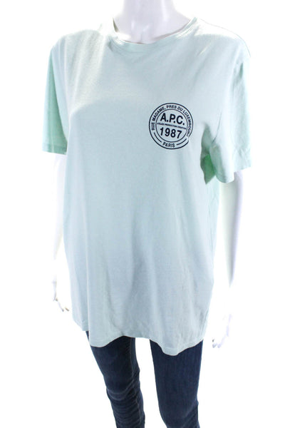 APC Womens Jersey Knit Graphic Printed Short Sleeve Tee T-Shirt green Size M