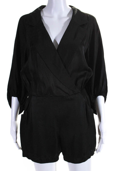 Twelfth Street by Cynthia Vincent Women's Long Sleeves Short Romper Black Size 8
