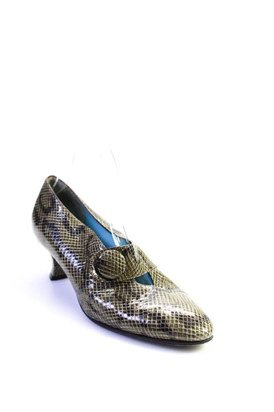 Thierry Rabotin Womens Snakeskin Print Mary Jane Heels Green Size 9