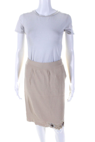 BCBGMAXAZRIA Women's Zip Closure Unlined A-Line Midi Skirt Beige Size L