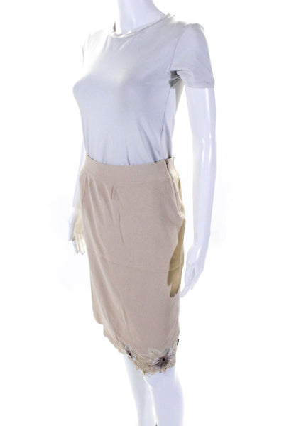 BCBGMAXAZRIA Women's Zip Closure Unlined A-Line Midi Skirt Beige Size L