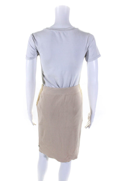 BCBGMAXAZRIA Women's Zip Closure Unlined A-Line Midi Skirt Beige Size L