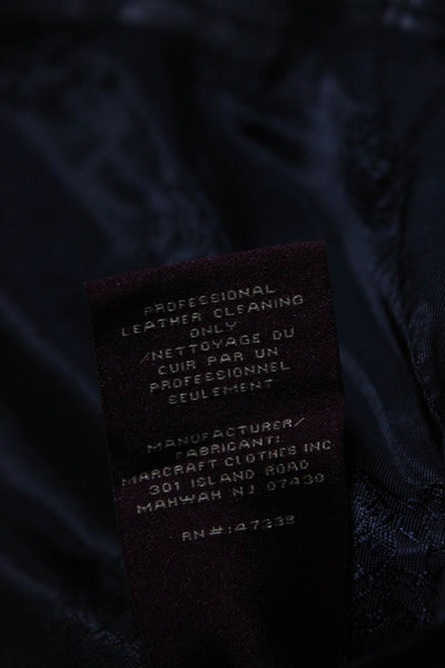 Bruno Magli Mens Lamb Leather Zipped Patchwork Long Sleeve Jacket Black Size M