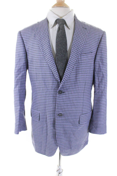 Reda Mens Striped Print Collared Buttoned Long Sleeve Blazer Purple Size EUR40