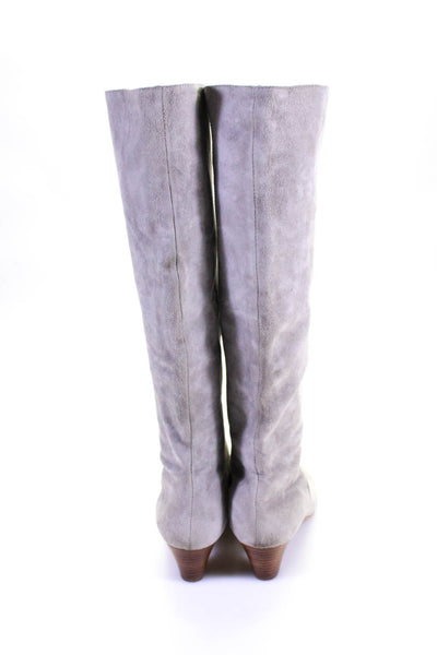 Silent D Womens Suede Mid Calf Pull On Pointed Toe Boots Gray Size 38 8