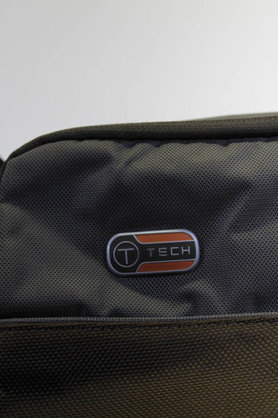 Tumi T Tech Mens Zipper Closure Crossbody Shoulder Handbag Gray Orange