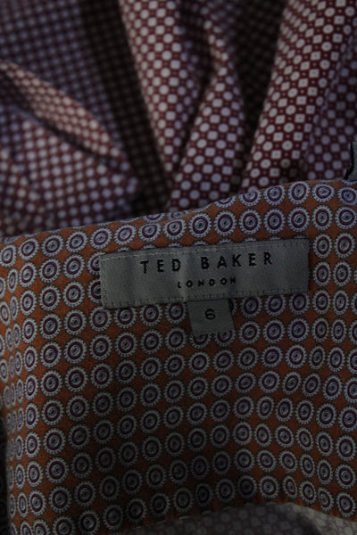 Ted Baker London Mens Geometric Print Button Down Shirt Red Cotton Size 6