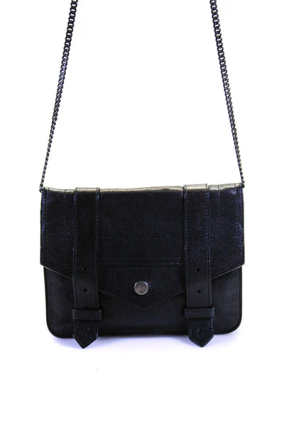 Proenza Schouler Womens Leather Chain Strap Snap Closure Shoulder Bag Black