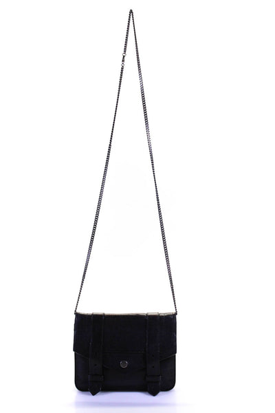 Proenza Schouler Womens Leather Chain Strap Snap Closure Shoulder Bag Black