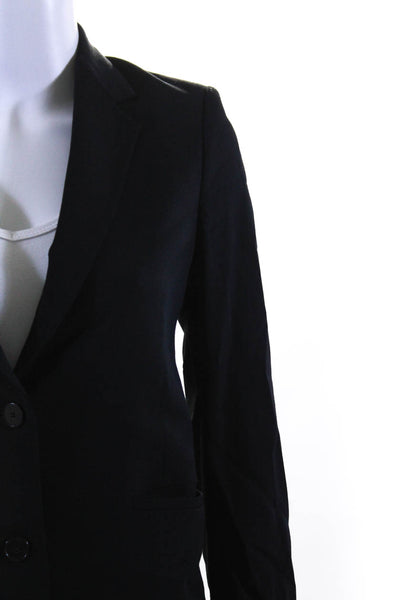 Vince Womens V-Neck Notch Collar Long Sleeve Button Up Blazer Jacket Navy Size 2