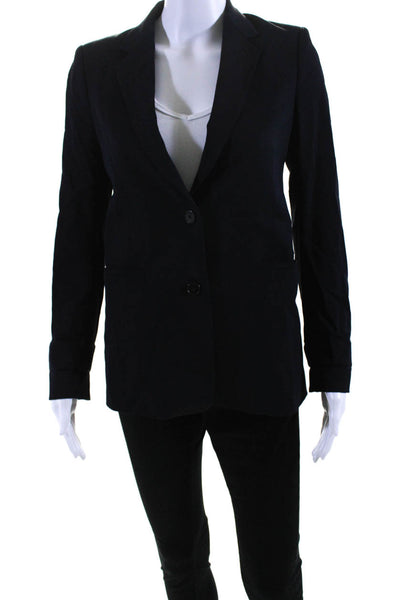 Vince Womens V-Neck Notch Collar Long Sleeve Button Up Blazer Jacket Navy Size 2