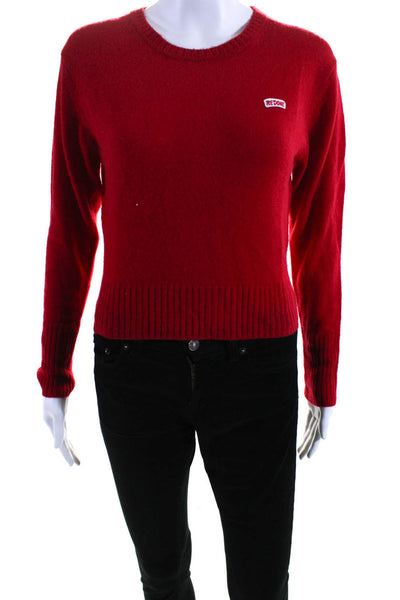 Re/Done Womens Wool Blend Round Neck Long Sleeve Pullover Sweater Top Red Size S