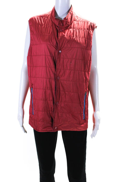 Peter Millar Womens Sleeveless Snap Down Short Quilted Vest Jacket Red Size L