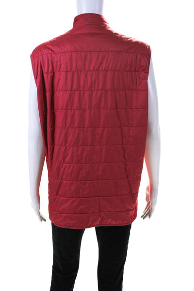 Peter Millar Womens Sleeveless Snap Down Short Quilted Vest Jacket Red Size L