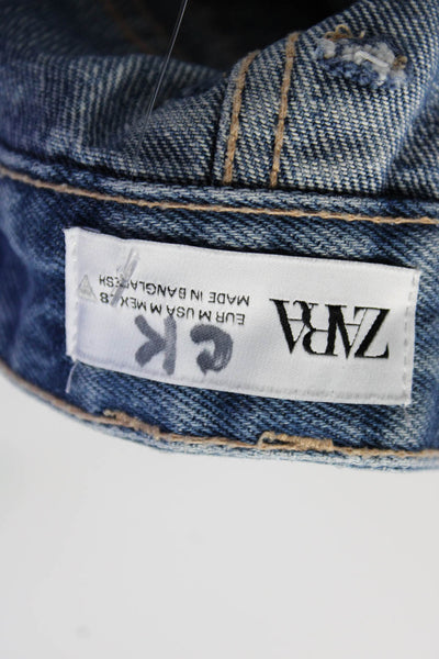 Zara Womens Denim Zip Up Cargo Pocket Mini Jean Skirt Blue Size M