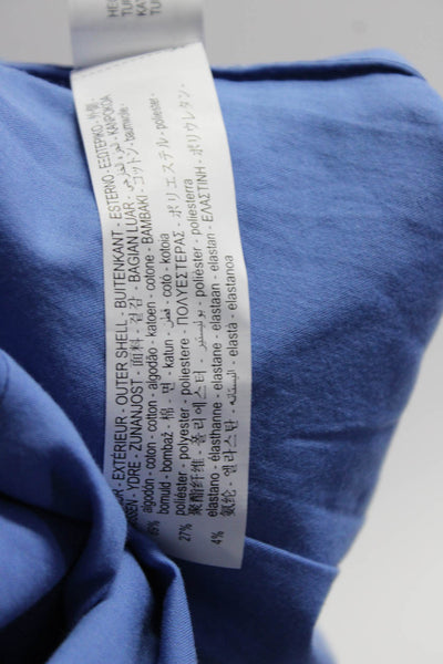 Zara Womens Cotton Striped Draped Strapless Zip Up Blouse Top Blue Size M