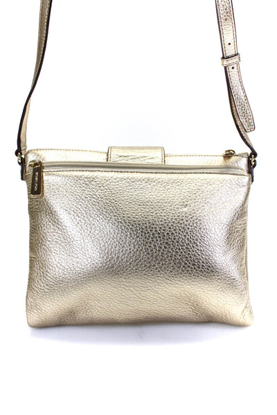 Michael Kors Womens Metallic Leather Flap Over Metallic Gold Crossbody Handbag