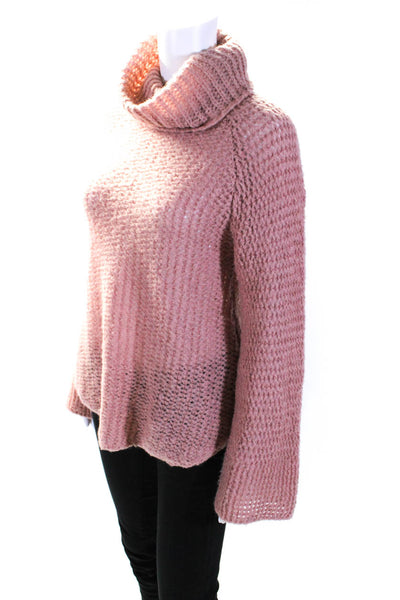 Calypso Saint Barth Womens Wool Blend Turtleneck Sweater Top Pink Size S