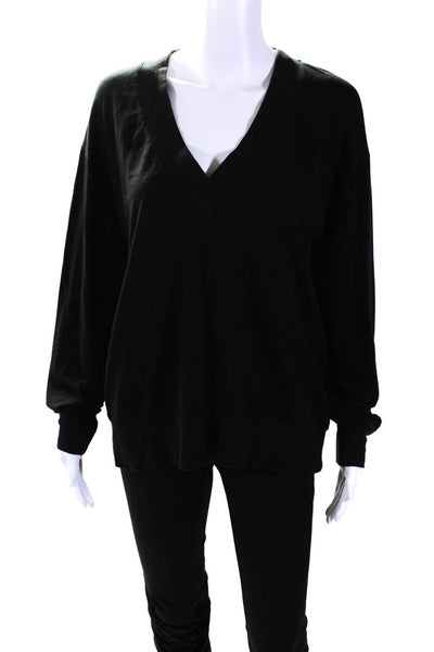 Rag & Bone Womens Knit V-Neck Long Sleeve Pullover Blouse Top Black Size S