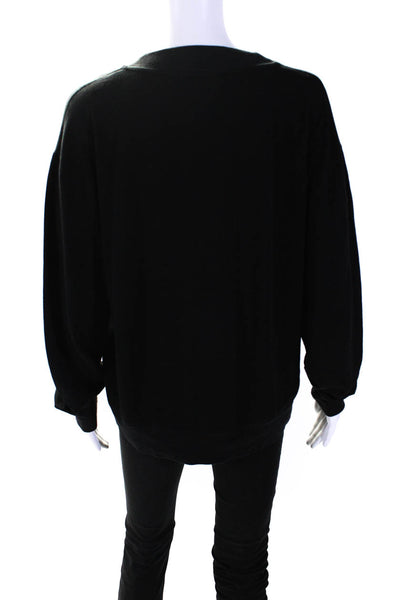 Rag & Bone Womens Knit V-Neck Long Sleeve Pullover Blouse Top Black Size S