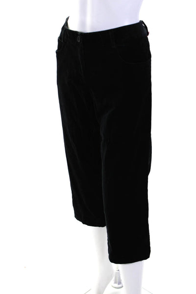 Eileen Fisher Womens Velvet High Rise Zip Up Cropped Capri Pants Black Size 29