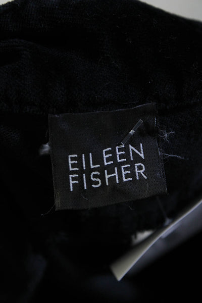 Eileen Fisher Womens Velvet High Rise Zip Up Cropped Capri Pants Black Size 29