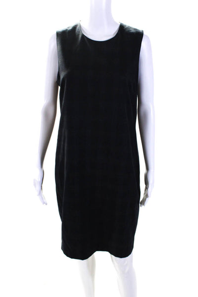 Theory Womens Huntsly Plaid Sleeveless Shift Dress Black Wool Size 12