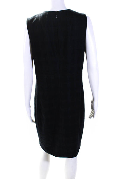 Theory Womens Huntsly Plaid Sleeveless Shift Dress Black Wool Size 12