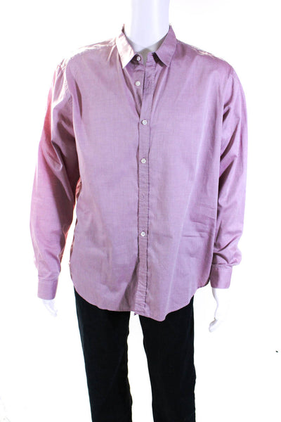 Theory Mens Cotton Long Sleeve Collared Button Down Shirt Top Pink Size 2XL